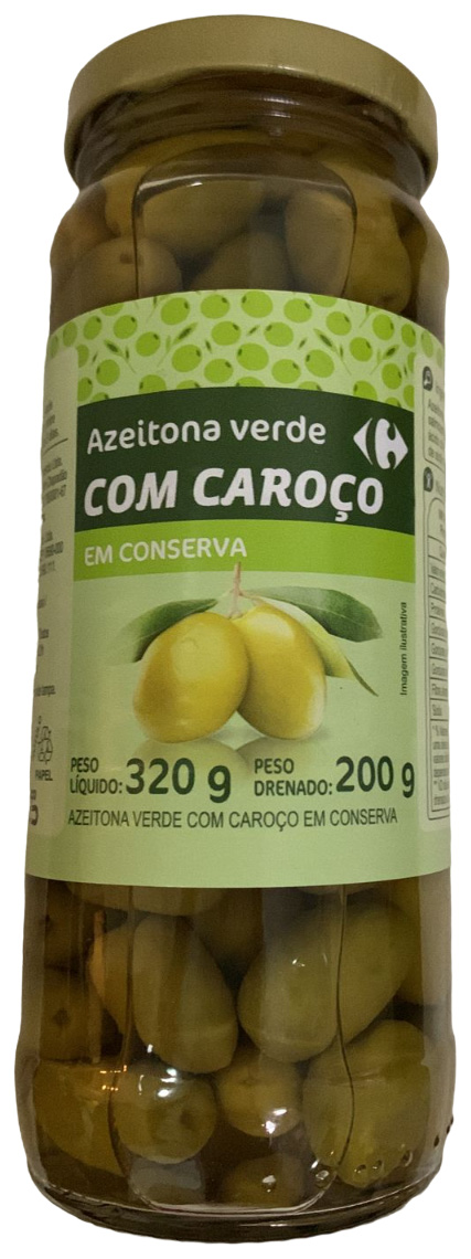 CARREFOUR AZEITONAS VERDES COM CAROÇO EM CONSERVA