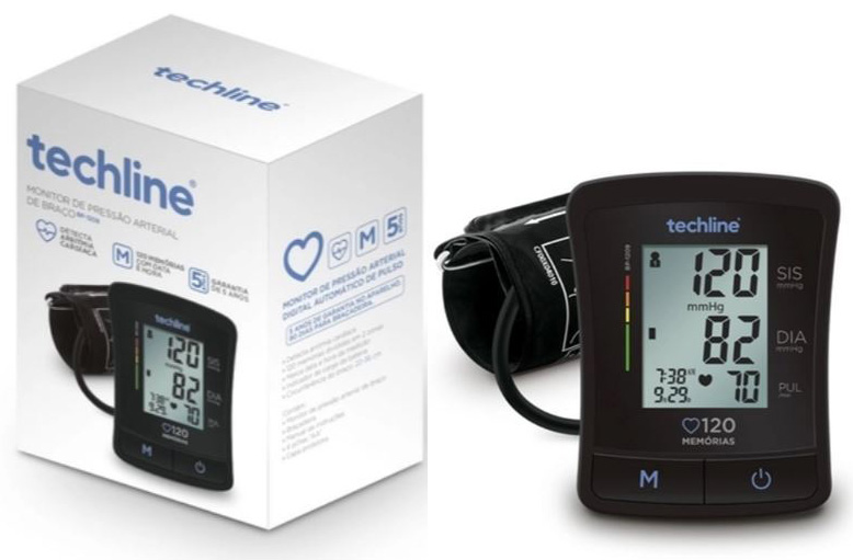 TECHLINE MEDIDOR DE PRESSÃO ARTERIAL DE BRAÇO - BP-1209