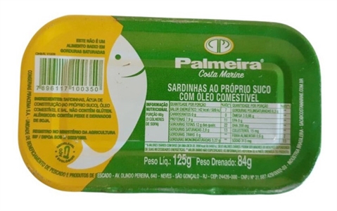 PALMEIRA SARDINHA COM ÓLEO