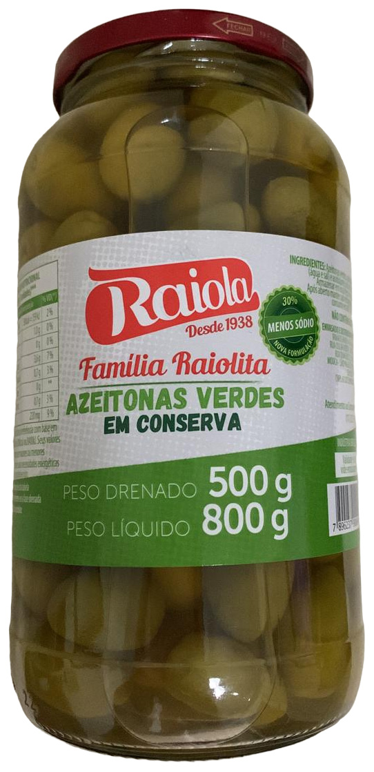 RAIOLA AZEITONAS VERDES EM CONSERVA 30% MENOS SÓDIO